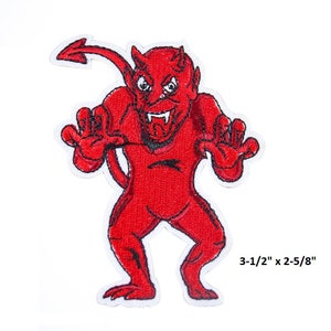 RED DEVIL 3-1/2&quot; x 2-5/8&quot; iron on patch (J26)
