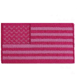 Small 2.5&quot; x 1.4&quot; PINK AMERICAN FLAG iron on patch (4948) Biker Vest Cap (A19)