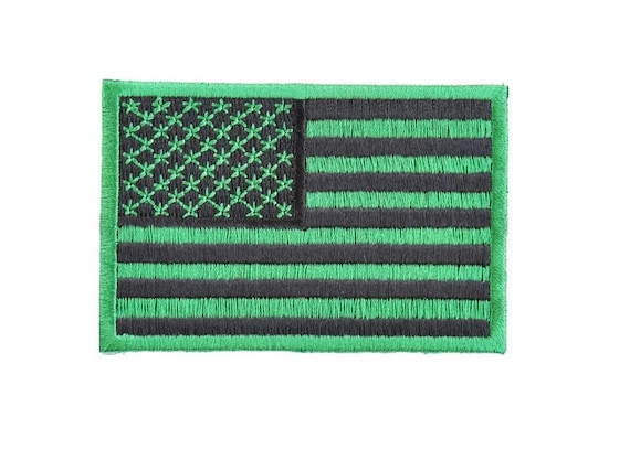 KELLY GREEN 3 X 2 American Flag Iron on Patch 5879 US Flag C56 