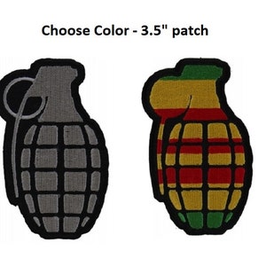 Choice of Color GRENADE 3-1/2" x 2-1/8" iron on patch (4771/4755) Vietnam Ribbon