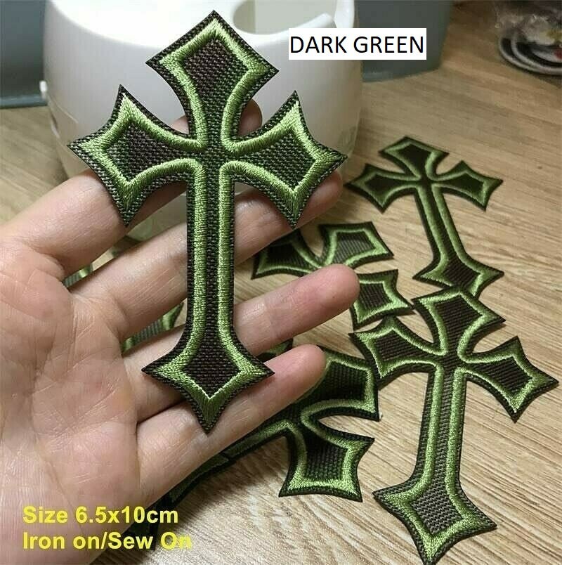  Green Cross Patches Iron On 10 Pack 1 Embroidered Christian  Keepsake Decoration Reward