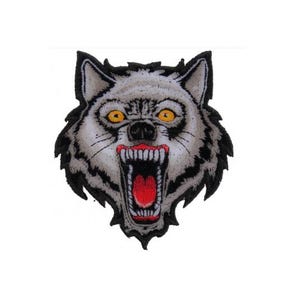 Choose Size WOLF HEAD 4&quot; or 10&quot; iron on back patch (2939)