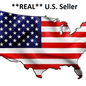May include: An image of the United States of America flag in the shape of a map. The text **REAL** U.S. Seller is displayed above the image.