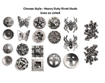CHOOSE STYLE Pack of 5 Metal Rivet Studs for Crafts, Belts, Purses, Leather Work
