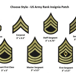 Choose Rank Army Insignia iron on patches - Sizes as Listed