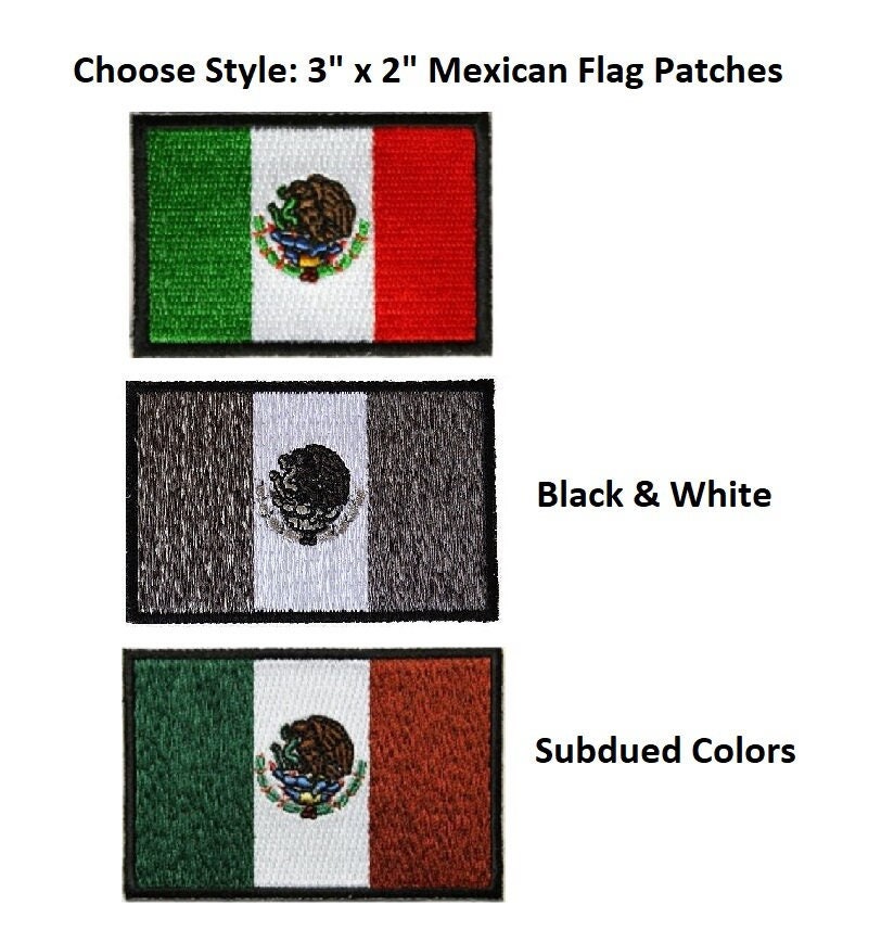 Mexican/USA Flag Patch 2x3 (Black)