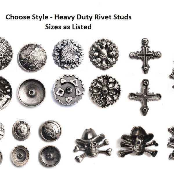 CHOOSE STYLE Pack of 5 Metal Rivet Studs for Crafts, Belts, Purses, Leather Work