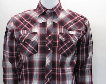 Vintage Wrangler Western Long Sleeve Pearl Snap Button Shirt