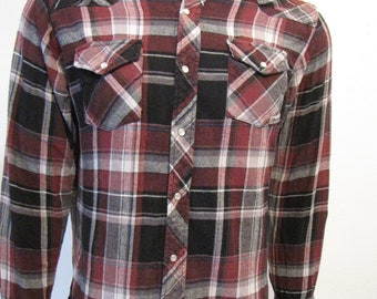 Camisa de manga larga de franela con botones de perla de Wrangler de estilo vintage Western Wrancher