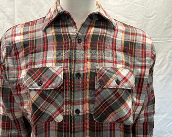 Vintage 90s Five Brother Plaid Flannel Shirt, Thick Woven