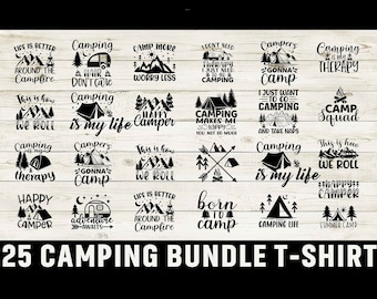 Camping SVG Bundle, 25 Designs, shirt design, digital art, wall art, instant download