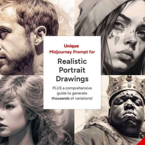 AI Image Prompt | Midjourney Prompt for: Realistic Portrait Drawings | ai art, ai professional prompt, ai headshot, Midjourney guide