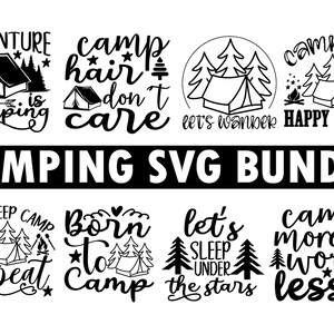 Camping SVG Bundle, 8 Designs - clipart digital art vector line art summer download print home decor cricut silhouette shirts funny