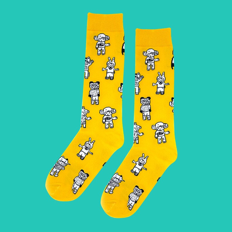 FREE SHIPPING Yellow Robot Socks unisex funny socks for women and men robot men socks robot women socks