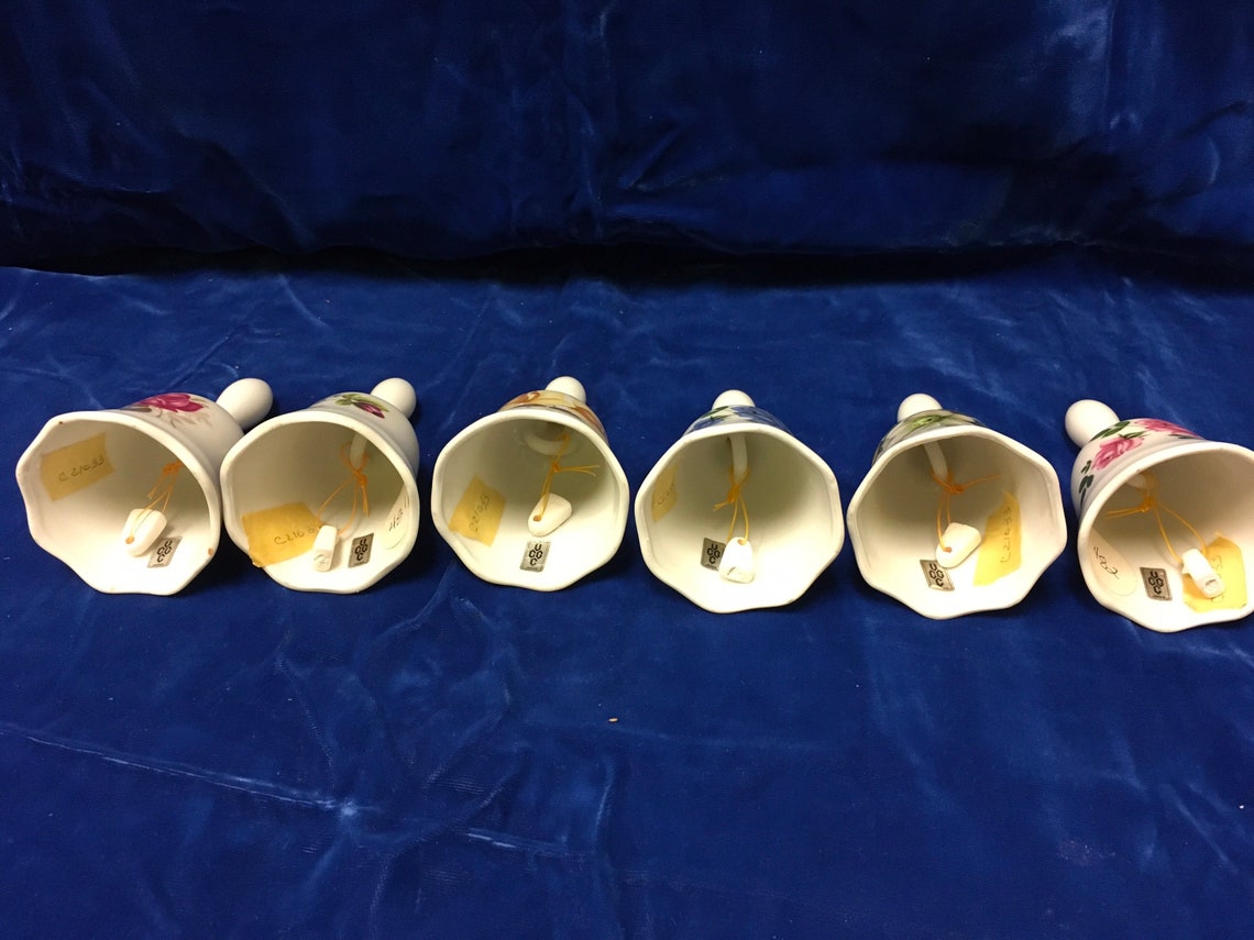 6 Vintage Ceramic Bells With Flowers UCGC Japan Etsy