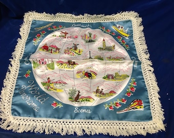 Vintage Moda Home World Panorama Scenes Pillow Cover.