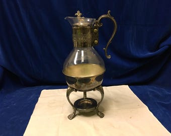 Vintage Silver Plated Stand With Glass Pitcher/Carafe.