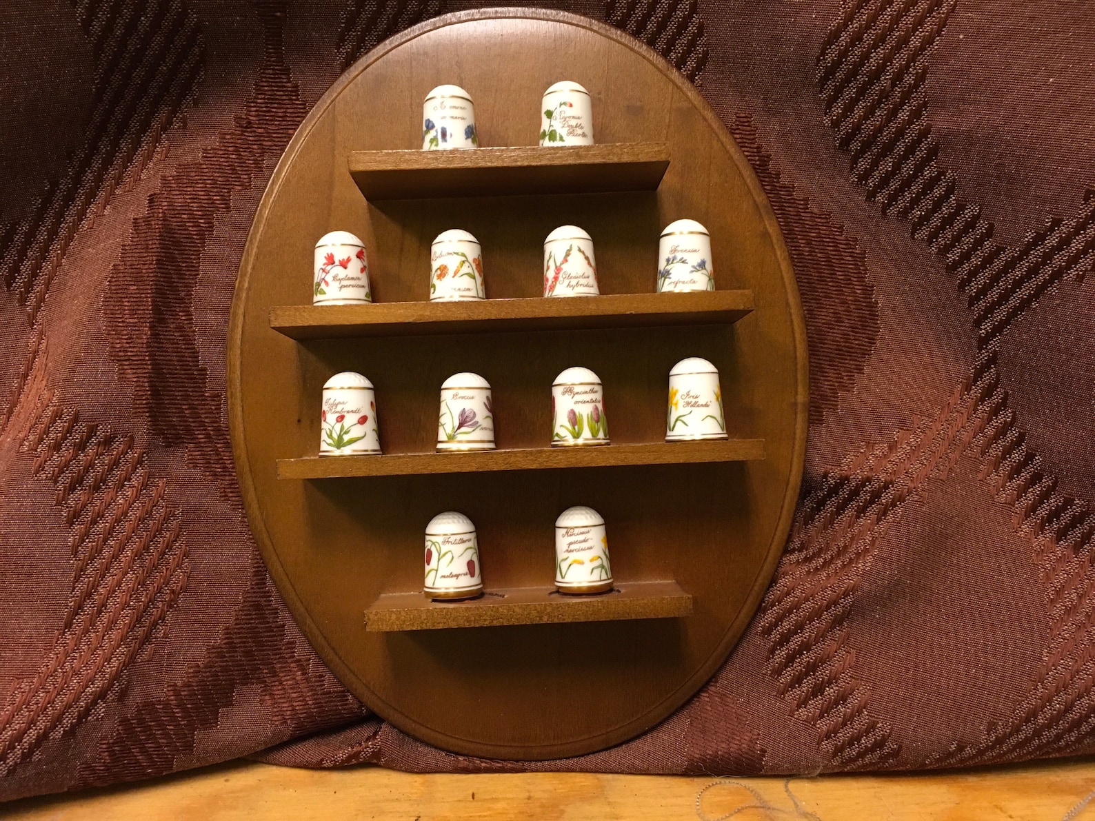 Vintage 1978 Wood Thimble Display with 12 Flowers of Holland Etsy