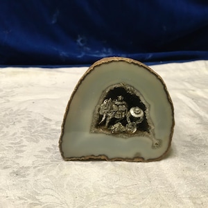 Beautiful Quartz Geode With Miner and Donkey.
