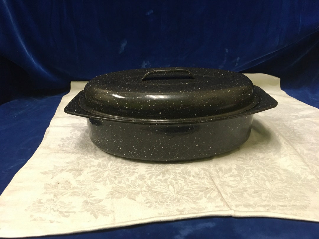 Vintage Speckled Enamel Roasting Pan With Lid. Etsy
