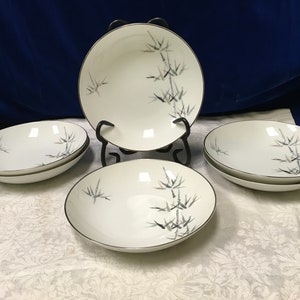 6 Vintage Noritake Nippon Toki Kaisha Suppen- / Müslischalen - 19 cm Durchmesser - 1950er Jahre.