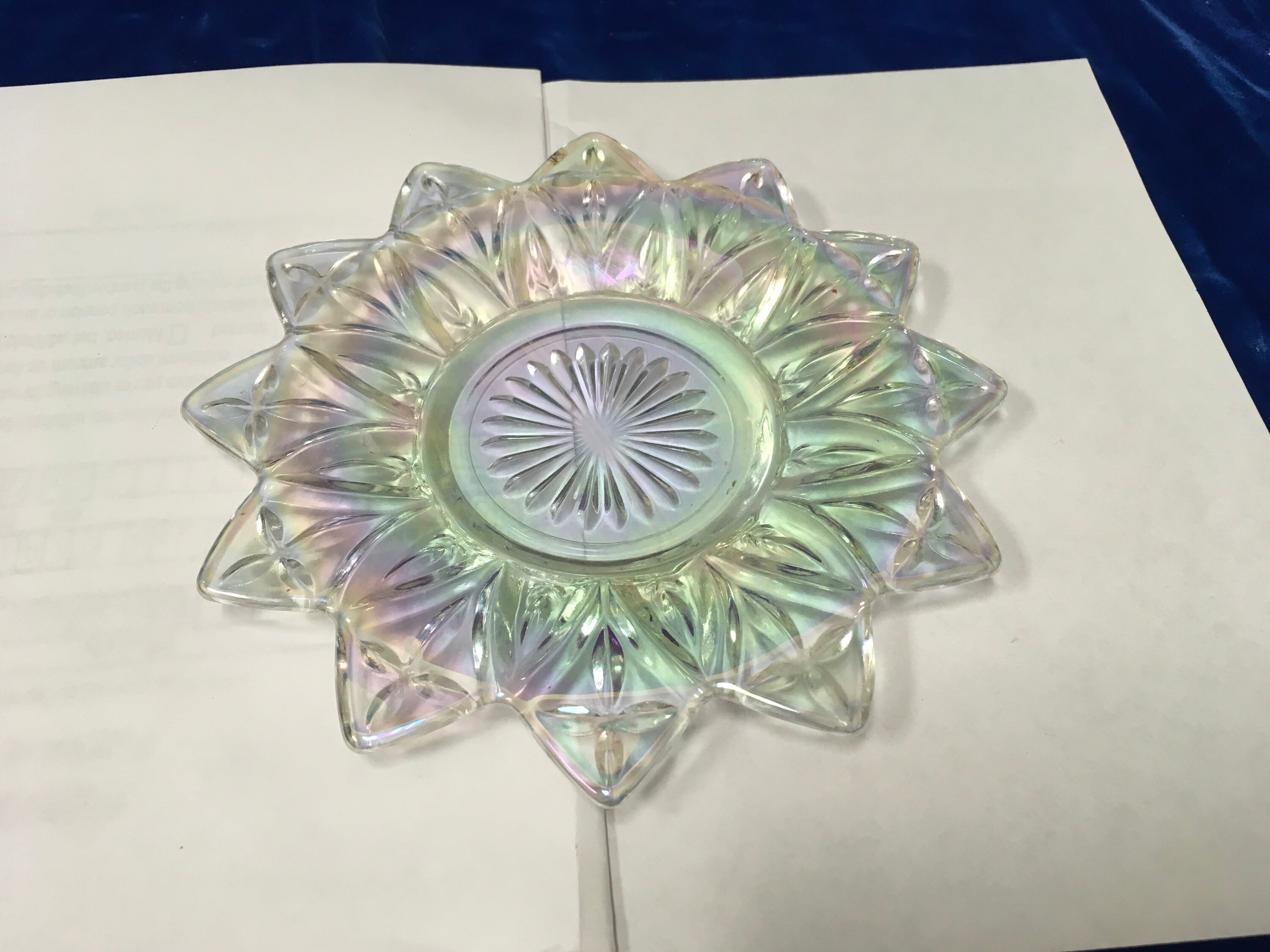 Vintage Iridescent Rainbow Carnival Glass Candy Dish. Etsy