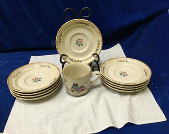 Lote antiguo de 10 platos de cerámica International Heartland Tableworks, 1980-99.