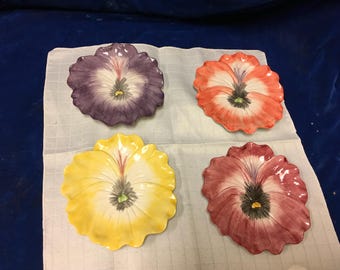 Four Vintage Fitz and Floyd “April Flowers” Salad/Dessert Plates - Taiwan.