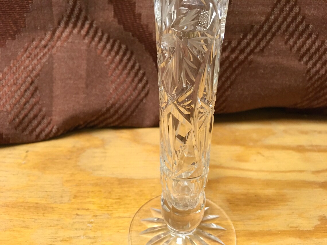 Clear Cut Glass Bud Vase Etsy