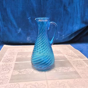 Vintage Blue Art Glass Ewer/Pitcher