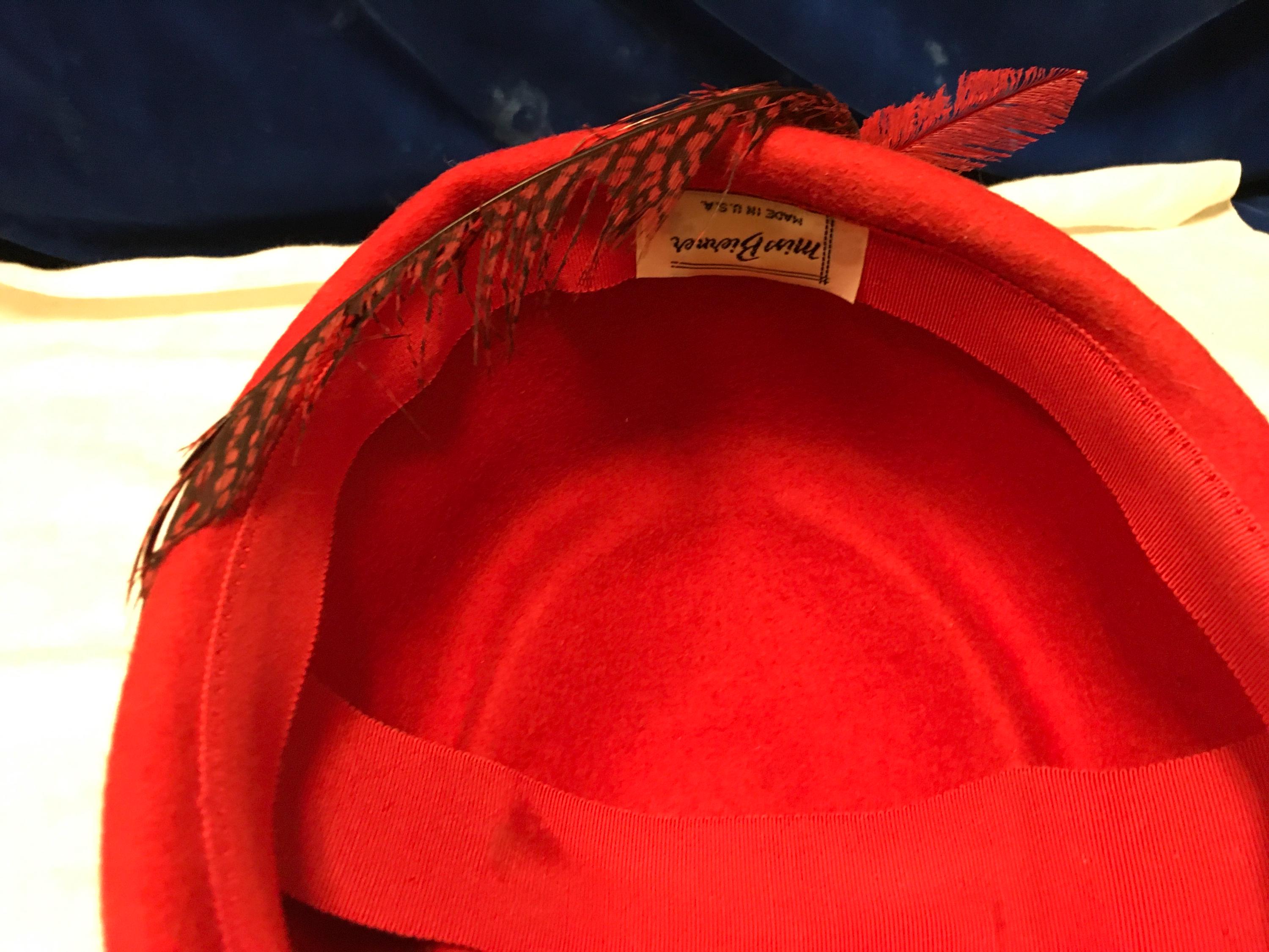 Vintage RED Miss Bierner Michael Howard 100% Wool Hat Made in U.S.A. With Box Vintage Michael Howard 100% Wool - Miss Bierner Hat - USA - Etsy main image 3