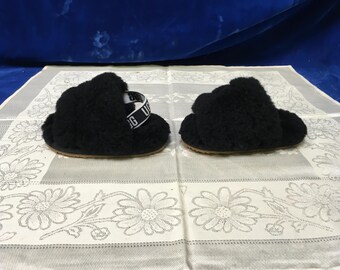 Black Fluff Yeah Slip-On Toddler Slippers - Size USA 04/05