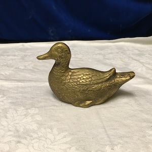Vintage Solid Brass Mallard Duck Figurine.