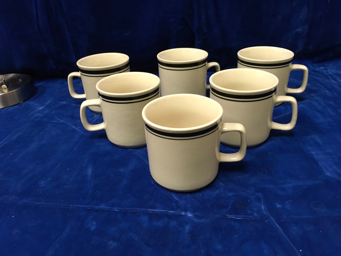 Lot of 6 Vintage Stoneware Coffee Mugs made in China. Etsy