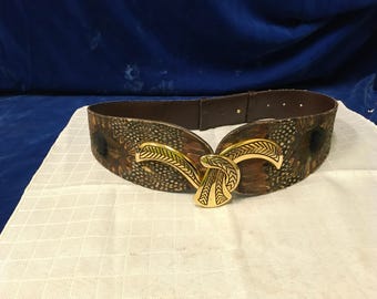 Vintage Peacock Belt Buckle: Brass Style, 70s Fashion - Etsy display picture 2