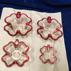 Vintage Set of Four Leaf Clover Glass Bowls.