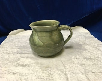 Vintage Small Green Pottery Pitcher