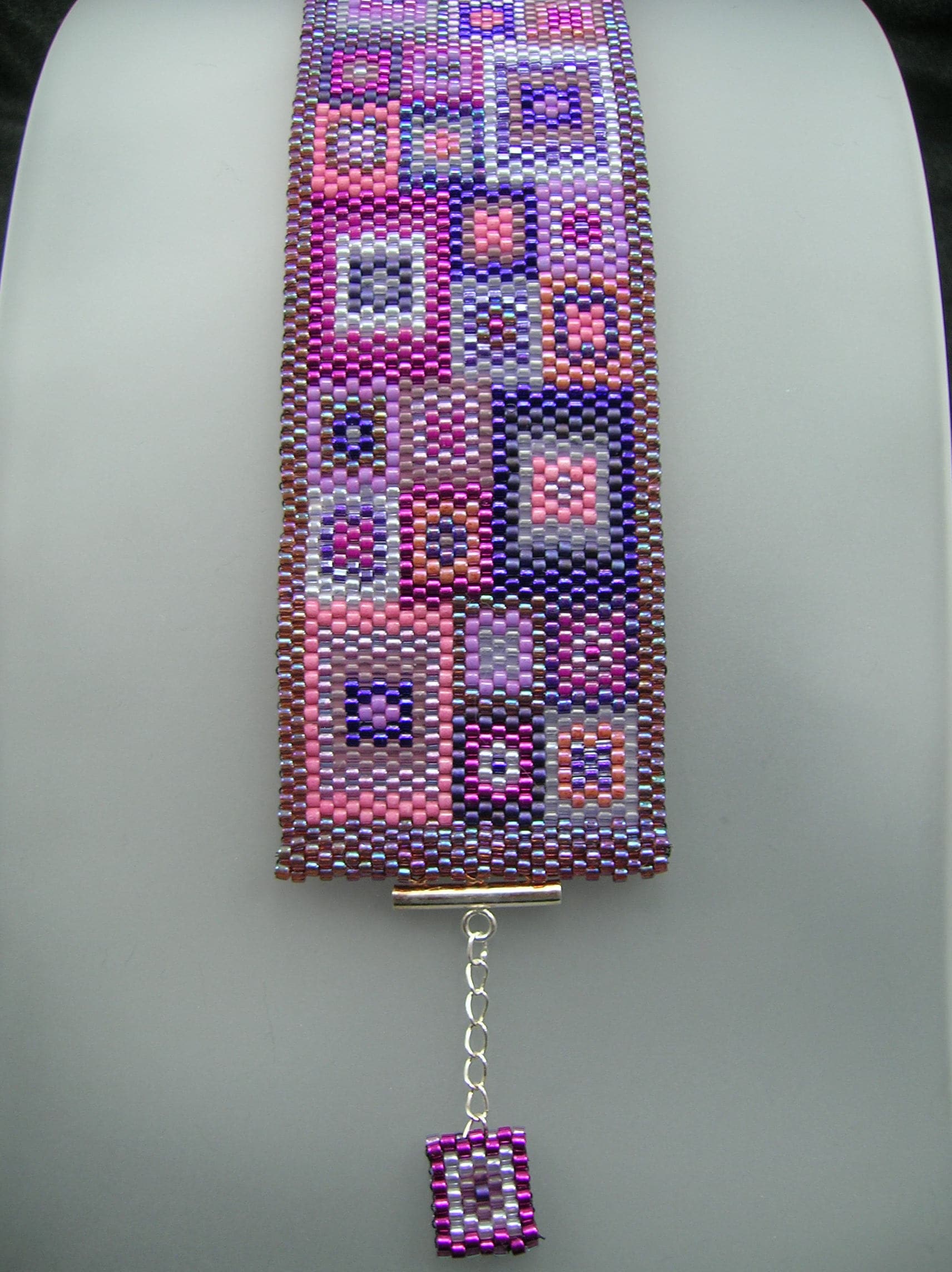 Purple/pink Seed Bead Granny Square Pattern Bracelet - Etsy