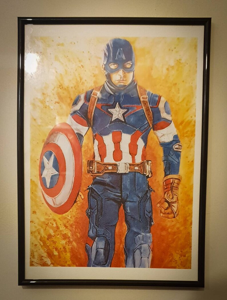 Captain America Art Marvel character Marvel art Avengers Etsy