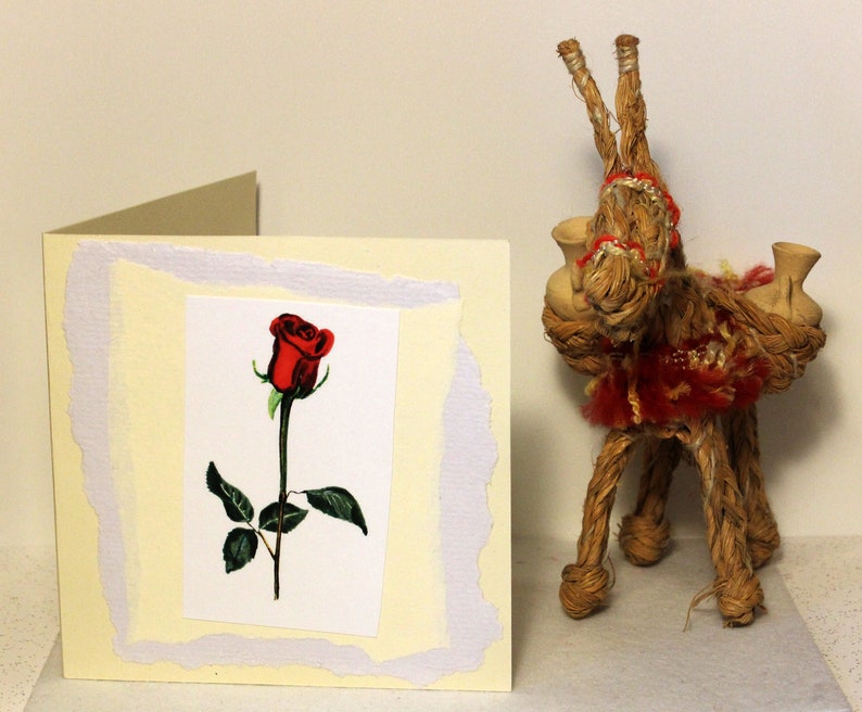 Romantic Celebration Card Red Rose Card Handmade