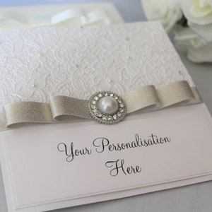TARJETA DE FELICITACIÓN PERSONALIZADA Encaje Perla Boda, Aniversario, Día de la Madre, Cumpleaños, Abuela, Tía, Hermana, Amiga, Navidad