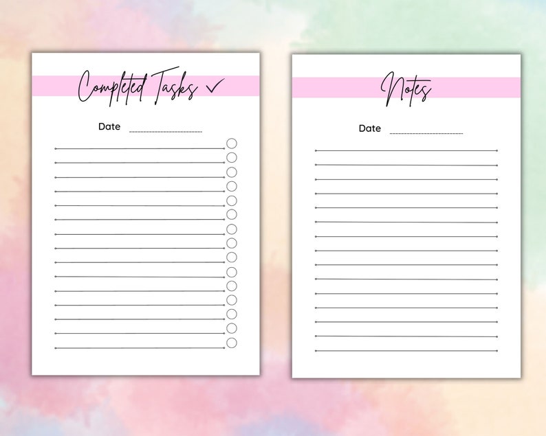 Task Notes Today Date Digital|printable Daily Planner, Instant Download, Daily Schedule ...