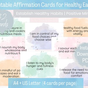 Cartes imprimables d'affirmation pour une alimentation saine | Téléchargement instantané PDF | Imprimez à la maison | Corps sain | Affirmations positives | Téléchargement numérique