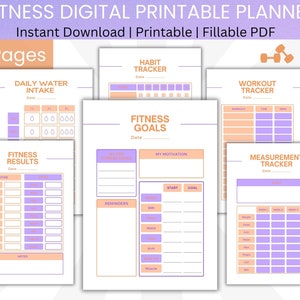 Fitness + Exercise Planner Digital/Printable Instant Download. Use Digitally or Physically | Health and fitness | A4 & US Letter PDF