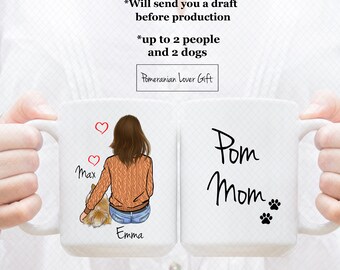 Custom Pomeranian Mug, Dog Lover Gift, Personalized Pet Portrait