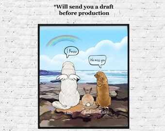 Custom Companion Animal Portrait, Custom Pet Portrait, Paper Print, Digital Print, Room Decoration