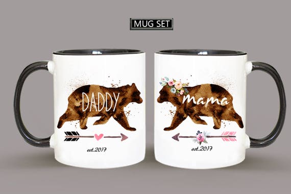 Custom Bear Mug, Mama Bear and Daddy Bear Mugs, Mug Set, Gift for New  Parents, Room Decoration