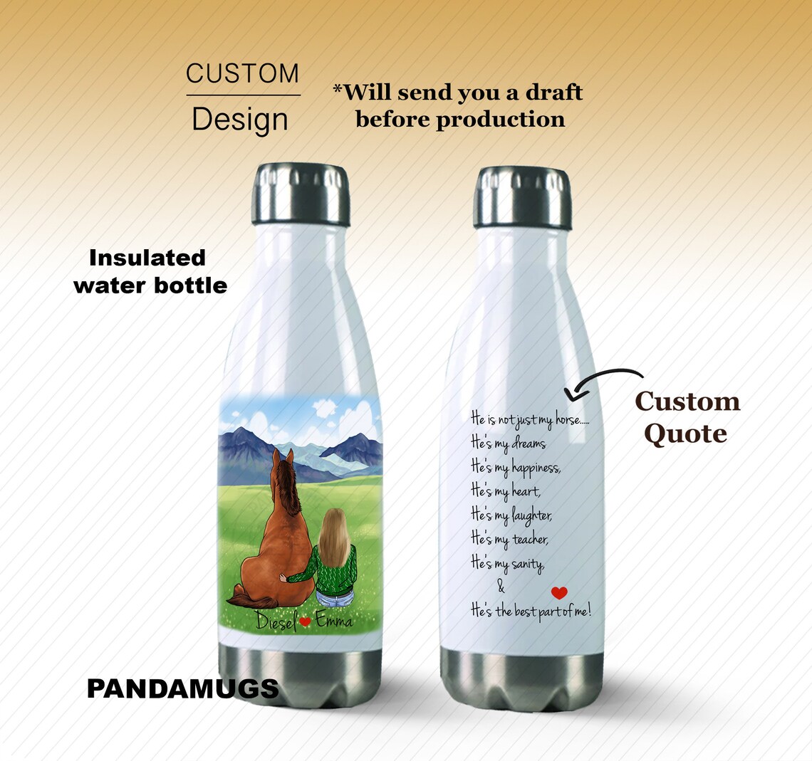 Custom Horse Water Bottle Horse Water Bottle Custom Horse Etsy