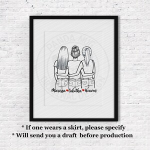 Custom Best Friend Portrait Print, Sister Portrait, Soul Sister Portrait, Best Friend Portrait, Friendship Gift, Sister Gift