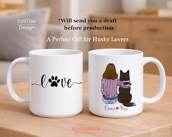 Taza personalizable de husky, regalo personalizado para amantes de los perros